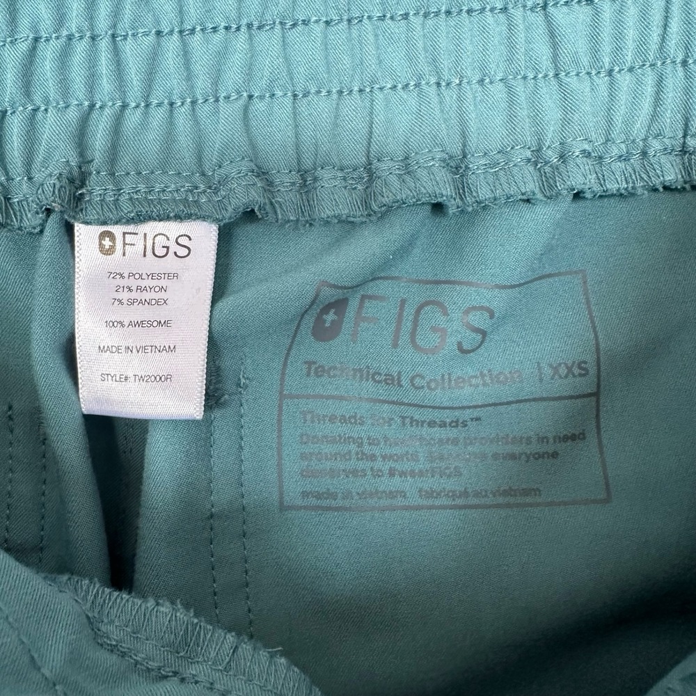 Figs Yola High-Rise Slim Fit Teal Anti-Wrinkle Scrub Trouser Pants Size XXS - Picture 3 of 8